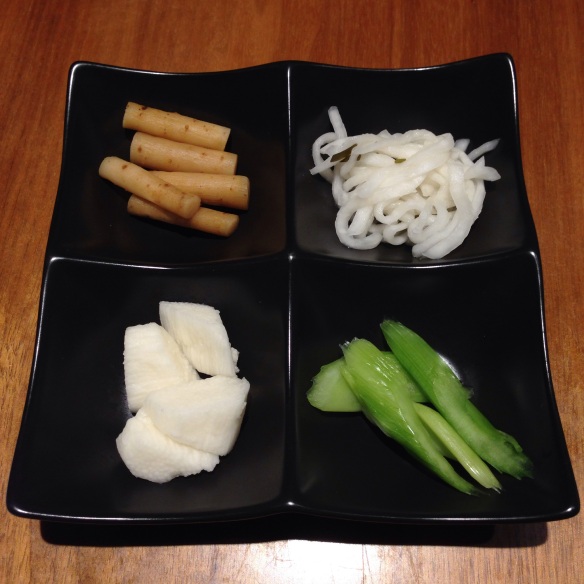 Fresh pickled celery, burdock root, mountain yam and shredded daikon.